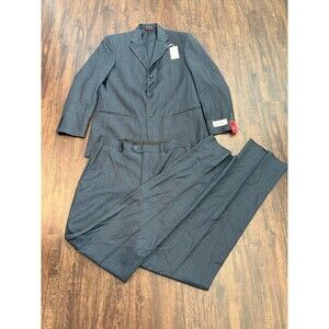 Pierre Cardin Paris Suit 42L 36x39 Worsted Wool Blue Plaid Suit